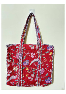 Sac fourre-tout matelassé en coton personnalisé indien de qualité supérieure, imprimé floral, sac de marché, sac à bandoulière, prix de gros - Product Image 2