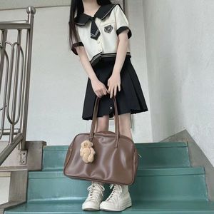 Conjunto de uniforme escolar japonés para niñas, traje de marinero con falda corta para estudiantes, uniforme informal con mangas de princesa de spandex - Product Image 4