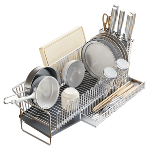 Égouttoir à vaisselle autoportant en acier inoxydable 304 antirouille, écologique et détachable, à poser sur l'évier, pour l'installation en cuisine (pour assiettes et bols) - Product Image 4