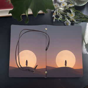 A6 Notebook Vintage fatto a mano con chiusura a cravatta spessa carta gialla dolce regalo di compleanno per il fratello con la donna luna deserto <span class=keywords><strong>Twil</strong></span> - Product Image 4