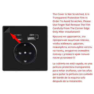 Ổ Cắm Giao Diện Type-C Ổ Cắm Gắn Tường Màu Đen Tấm Gương Pha Lê Toàn Bộ Ổ Cắm Tiêu Chuẩn Pháp Chuẩn Châu Âu Nga Tây Ban Nha Có Cổng Sạc <span class=keywords><strong>USB</strong></span> - Product Image 3