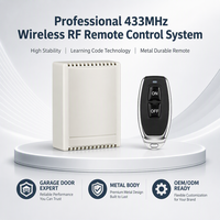 Récepteur de télécommande RF sans fil Aoke AK-RK02E+AK-J027-2 433 MHz, code d'apprentissage métallique, portée 50 m, indicateur LED pour porte de garage