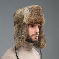 Ushanka-sombreros con orejera para hombre, gorros de invierno cálidos, de piel auténtica, suaves y personalizados