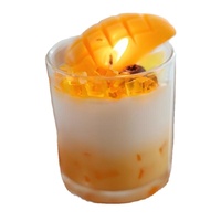 Bougie parfumée fantaisie en forme de coupe de mangue, simulation de dessert, verre à dessert, tranche de mangue, crème, arôme, faite à la main, décoration d'intérieur