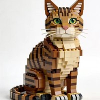 Ornamen Blok Bangunan Teman Bermain yang Menggemaskan untuk Pecinta Kucing, Terbuat dari Plastik ABS yang Kompatibel