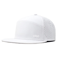 Casquettes de baseball personnalisées unisexes à visière plate avec logo en PVC, perforées au laser, 100% polyester, imperméables