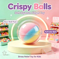Jouet Squishy Boules Croustillantes dans un Œuf Capsule, Jouet Anti-Stress à Presser Couleurs Arc-en-Ciel, Balle de Décompression, Cadeau de Fête