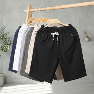 Shorts Homme Sur Mesure 100% Lin Peigné Uni Imperméable Respirant Style Urbain Décontracté Été Multi-Couleurs Taille Mi-Haute 3 - Product Image 3