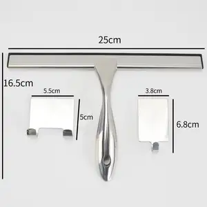 Squeegee All-purpose Shower Squeegee - Stainless Steel Shower Squeegee For Shower Doors Bathroom Window And Car Glass Silver 2pcs