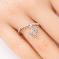 Cincin Pernikahan Unisex Model Salib Zirkon Mewah Sederhana Terlaris Baru