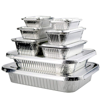 Barquettes en aluminium de qualité alimentaire TIA 1 lb, rectangulaires, pour barbecue, plats à emporter, boîte à lunch jetable, conteneur en aluminium avec couvercle