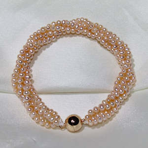 Pulseras Elegantes y Lujosas de Perlas de Agua Dulce Multicapa de 3-4 mm Blancas WENCHI - Product Image 2