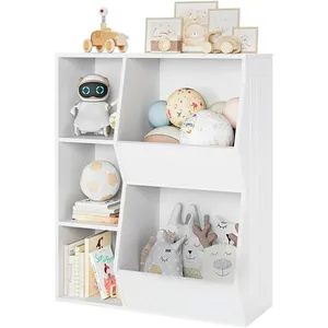 Modern Wooden 5 Cube Wide Toddler Bookcase Bookshelf Children's Kids Toy Storage Cabinet