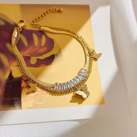 HOVANCI nouveau pendentif papillon givré chaîne plaquée or Bracelet papillon brillant pour femme taille réglable