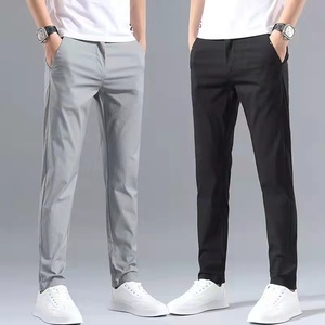 Pantaloni 2024 estivi da uomo classici elasticizzati Casual abito nero <span class=keywords><strong>grigio</strong></span> coreano pantaloni formali Slim Fit da uomo - Product Image 2