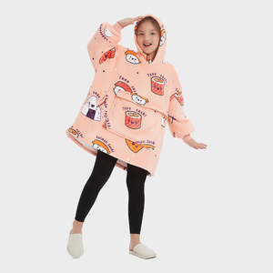 Fábrica promocional invierno cálido Sherpa polar diseños personalizados cómodo de gran tamaño usable con capucha manta para niños - Product Image 5