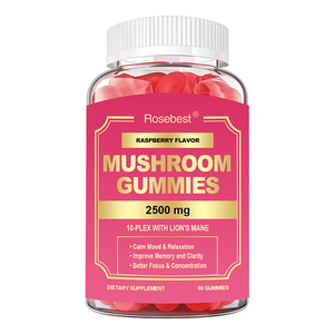 Rosebest OEM Marque Privée Formule Puissante 2500mg Gummies aux Champignons Crinière de Lion Compléments Alimentaires Favorisant la Concentration, la Santé Immunitaire et Cérébrale - Product Image 1