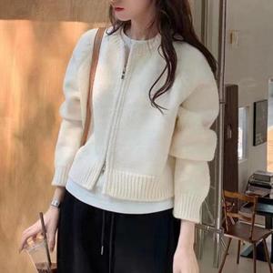 Zipper Short Knitted Sweater Cardigan and Autumn New Lazy Style <strong>Top</strong> - Product Image 1