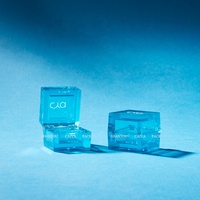 Clair bleu orange 2 en 1 joue blush boîte en plastique vide carré vide paillettes fard à paupières poudre conteneur transparent baume à lèvres étui