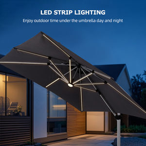 HOMFUL-Sombrilla de aluminio con tiras de luz LED, sombrilla grande para patio de 3x4m, ángulo de inclinación ajustable, sombrilla de jardín para exteriores - Product Image 3