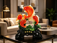 Artisanat en résine personnalisé d'usine, poisson en résine Fengshui, sculptures de poissons en jade imité