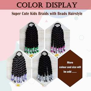 Queue de cheval pour enfants avec perles, 6 pouces, tresses torsadées à deux brins, queues de cheval tressées pour enfants avec perles, coiffures tressées protectrices - Product Image 3