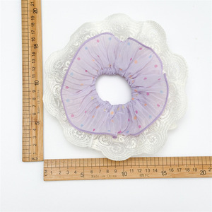 Chouchous en dentelle à pois doux pour femmes, accessoires pour cheveux en mousseline élastique multicouche 18 CM, style décontracté - Product Image 2