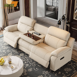 Sofa santai elektrik Modern, furnitur teater rumah 3-tempat duduk cerdas dengan fitur pijat multifungsi, pendingin, dan lipat. - Product Image 6