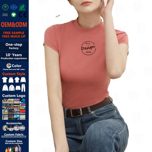 Maglietta estiva nuova T-shirt da <span class=keywords><strong>donna</strong></span> in <span class=keywords><strong>cotone</strong></span> lavorato a maglia mezza <span class=keywords><strong>dolcevita</strong></span> a maniche corte abbigliamento da <span class=keywords><strong>donna</strong></span> O collo T-shirt da <span class=keywords><strong>donna</strong></span> - Product Image 1