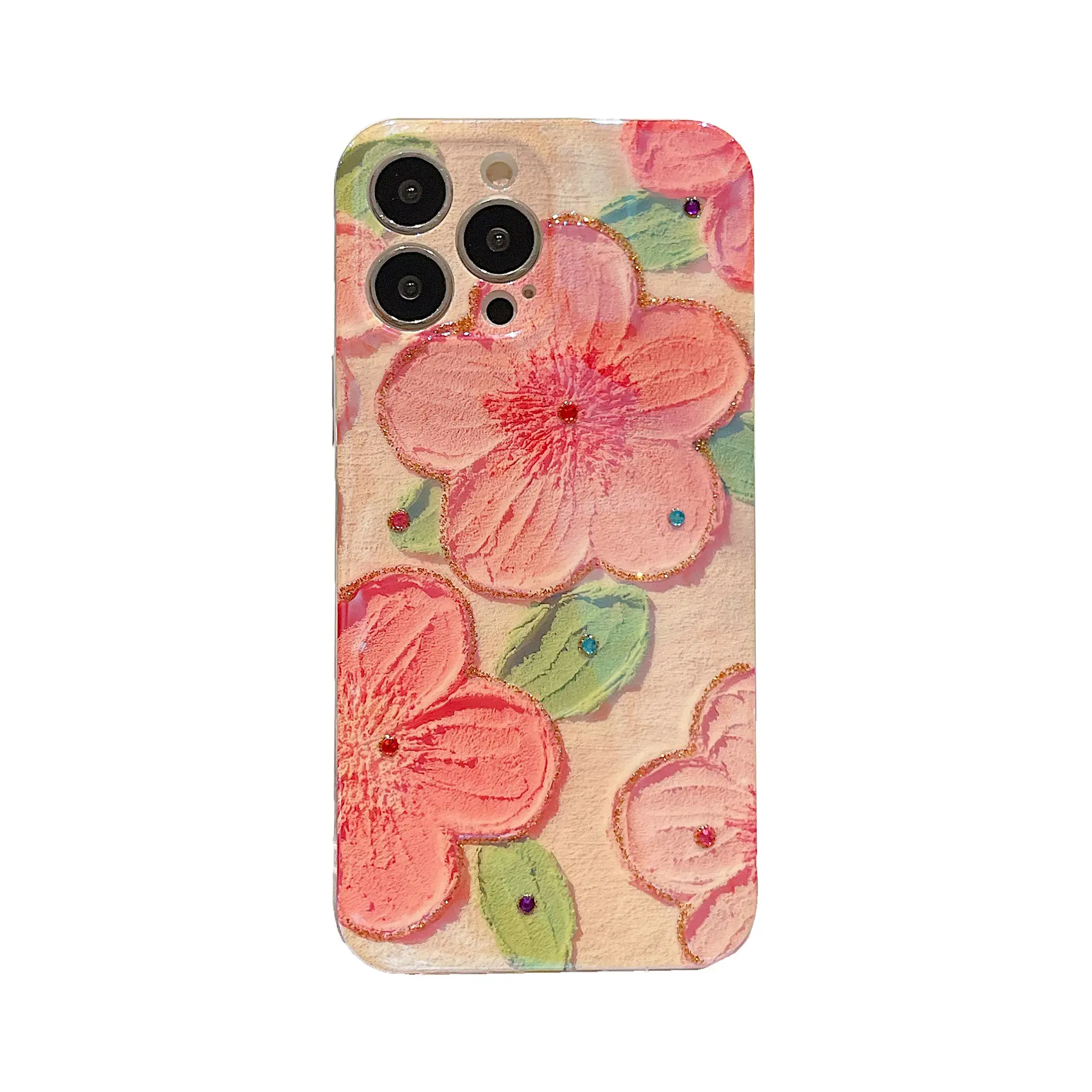 Moda de luxo flores Silicon Material Phone Case Shockproof Full Protective Mobile Phone Cover para iphone 14 Pro Max Case