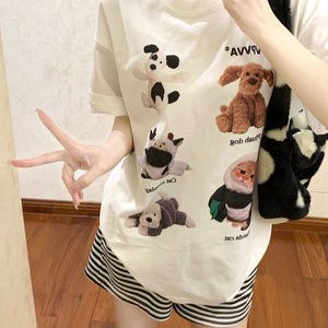 ชุดนอนสำหรับใส่อยู่บ้านสำหรับผู้หญิงชุดชุดนอนขาสั้นสีขาว<span class=keywords><strong>5</strong></span>ลายน่ารักสำหรับสัตว์เลี้ยง - Product Image 1