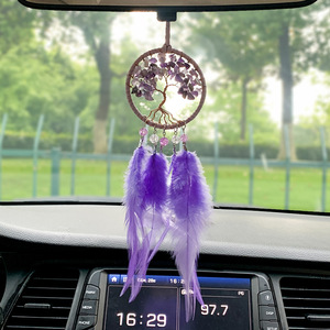 Colgante de coche de comercio exterior europeo y americano grava púrpura alambre de cobre trenzado Árbol de la vida para Navidad - Product Image 2