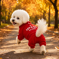 Ensemble sweat à capuche et salopette en polaire douce et confortable pour chien, tricoté chaud pour l'hiver avec anneau en D pour laisse, pour petits chiens