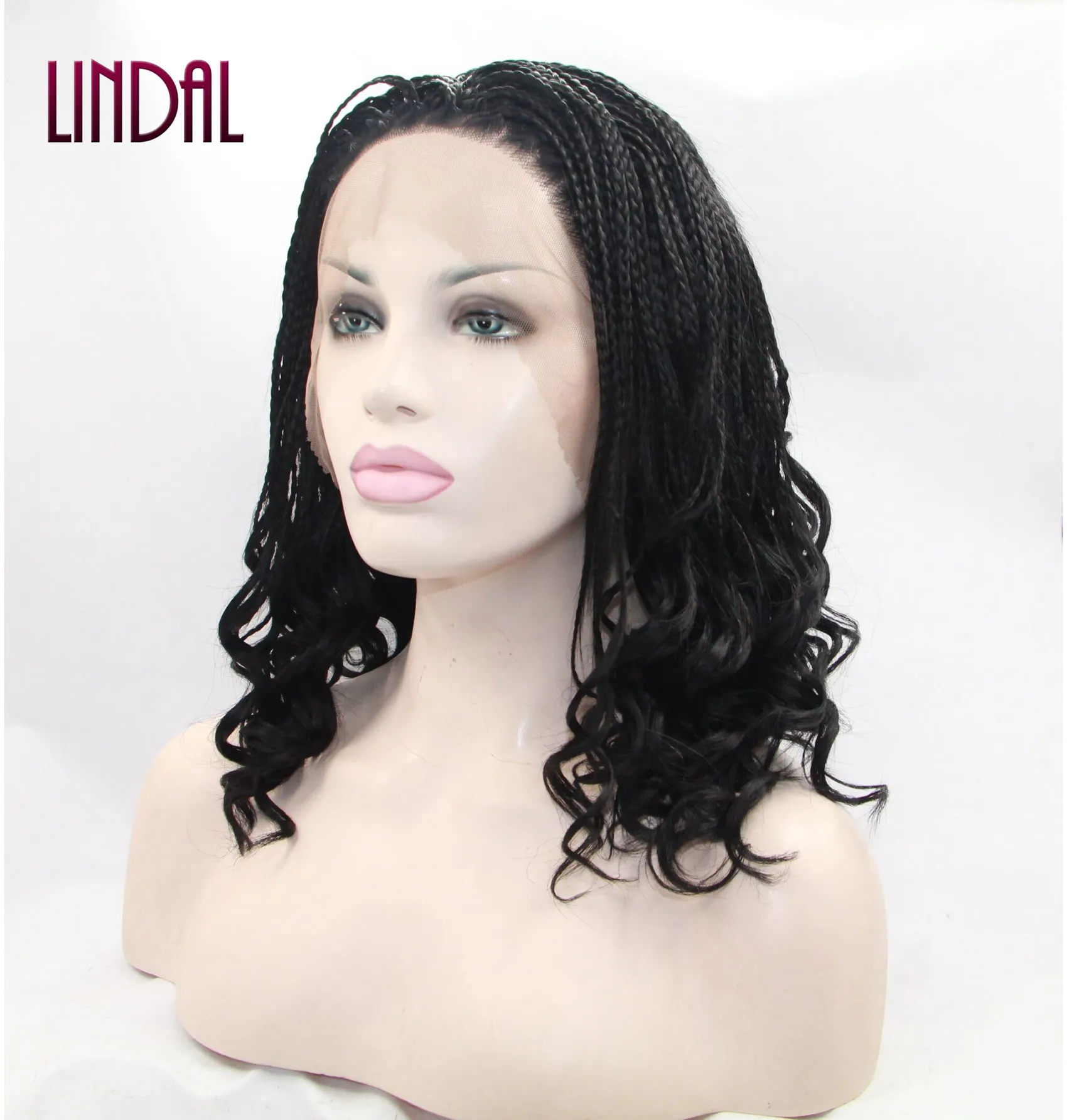 LINDAL synthetic bob braids wig weave lace front short african style synthetic heat resistant fiber braided wig