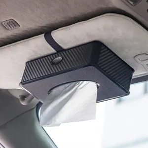 Carbon Fiber Plastic Universal Automobile Car Sun Visor Seat Back Modify Napkin Paper Organizer Storage Car Tissue Box Holder