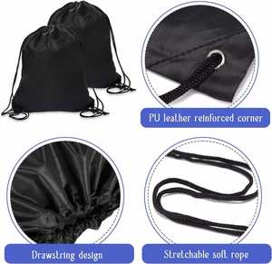 High Quality Swimming Soccer Outdoor Sports Kids Recyclable Nylon Black Frosted Drawstring <b>Backpack</b> - Product Image 3