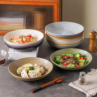 Nouveau Bol Minimaliste en Grès pour Nouilles, Bol Plat, Bol à Salade de Légumes pour Restaurant, Assiette à Fruits Domestique, Bol Créatif