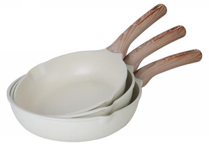 Batterie de cuisine antiadhésive moderne de luxe OEM de 3 pièces poêle à frire 24/26/28 cm fond d'induction pots en céramique métalliques personnalisés pour la maison - Product Image 3