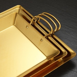 Stainless Steel Square Hot Pot Plate Golden And Silver Heat Resistant For Seafood Grilling And Cooking - Product Image 2