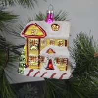 Ornement en verre soufflé en forme de maison en pain d'épices de haute qualité, adapté aux arbres de Noël et aux décorations de fêtes faites à la main