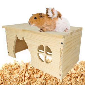 Escondite de Madera para Cobayas, Casa para Chinchillas, Casa para Conejitos, Caseta para Conejos Enanos, Escondite de Madera para Animales Pequeños, para Ratas - Product Image 3