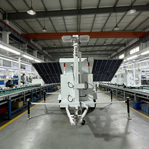 Mobiele verlichtingstoren op zonne-energie, bewakingsaanhangwagen met draadloze <span class=keywords><strong>CCTV</strong></span>-camera voor bewaking van buitenwerkplekken - Product Image 4