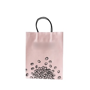 Wholesale High Quality Food Grade Eco Friendly Light <strong>Pink</strong> Coffee <strong>Bean</strong> Print Paper Gift <strong>Bags</strong> With Black Twisted Handles - Product Image 4