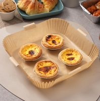 Papier de cuisson carré pour friteuse à air, résistant aux hautes températures et anti-fuite, papier sulfurisé en silicone double face 50-200 pièces, avec option OEM