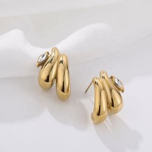 Boucles d'oreilles à clous en acier inoxydable de style coréen, diamant unique, tendance, style Ins, simple, géométrique, forme spéciale pour anniversaire - Product Image 5