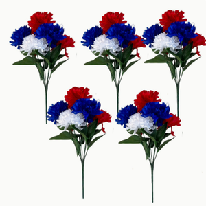 Ramo de Claveles de Seda Realistas para Decoración del Hogar, Día Patriótico del Veterano, 4 de Julio, Día de la Independencia, Navidad, Día de los Caídos - Product Image 1