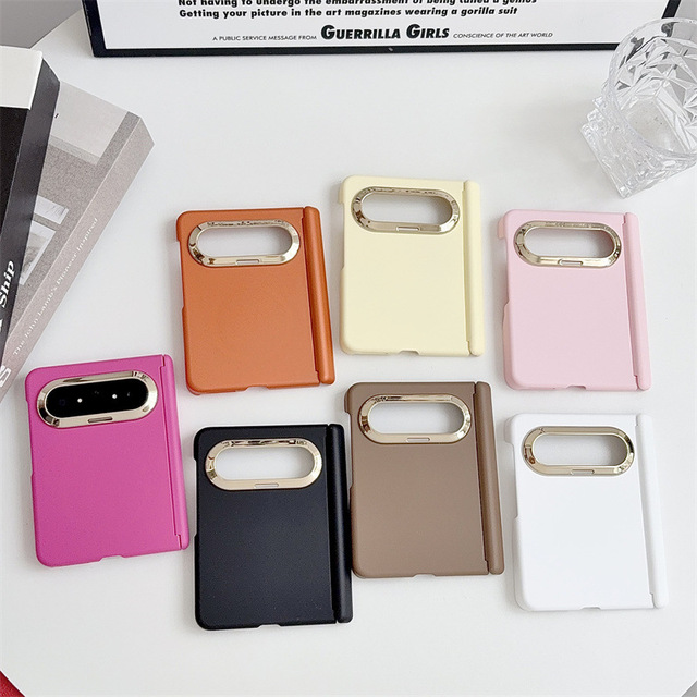 Magnetic Dual Hinge Full Coverage PU Leather Phone Case for Huawei Pura X Max  Anti Drop Shockproof Solid Color Protective Shell