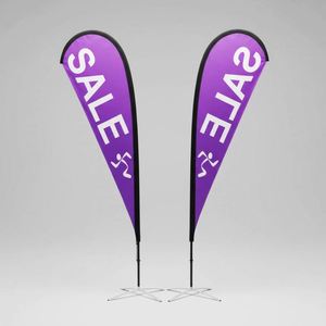 Conjunto de Banderas de Plumas de Fibra de Vidrio Personalizadas para Exteriores con Base Resistente al Agua, Tela de Poliéster Impermeable y Resistente al Viento, 60x240cm - Product Image 5