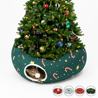 Lit de Noël pour chat avec tunnel en peluche douillet et chaud, pour chatons, chiots et lapins, avec grotte, jouet interactif suspendu en forme de boule, fabrication OEM en gros