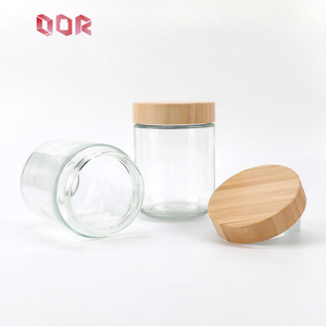 500ml High Quality Clear Transparent Food Grade Glass Bottle with <b>Bamboo</b> Lid for Multipurpose Bottle Support Customization - Product Image 1